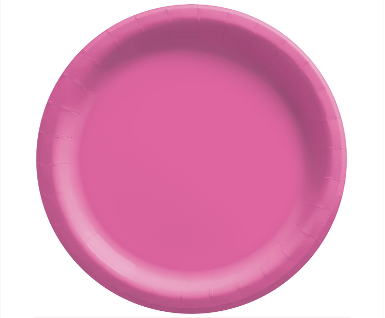 10" Bright Pink Paper Plates 20ct