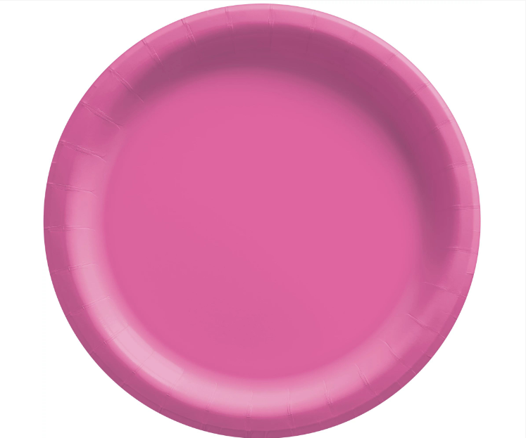 8.5" Bright Pink Paper Plates 20ct