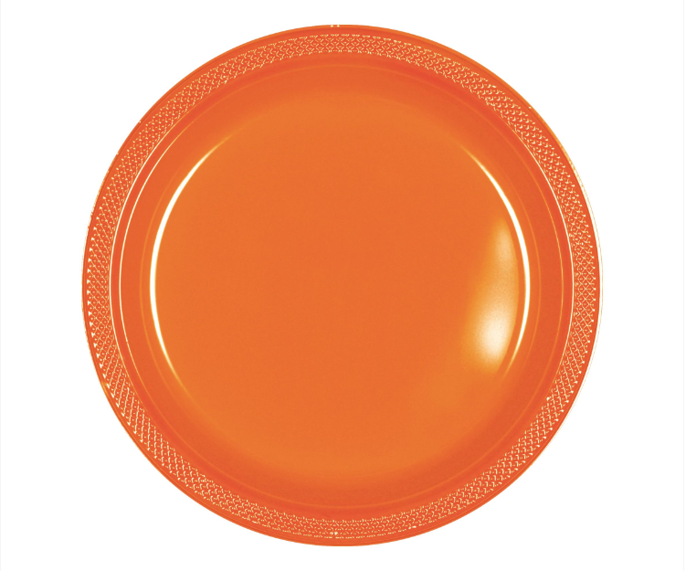 10" Orange Plastic Plates 20ct