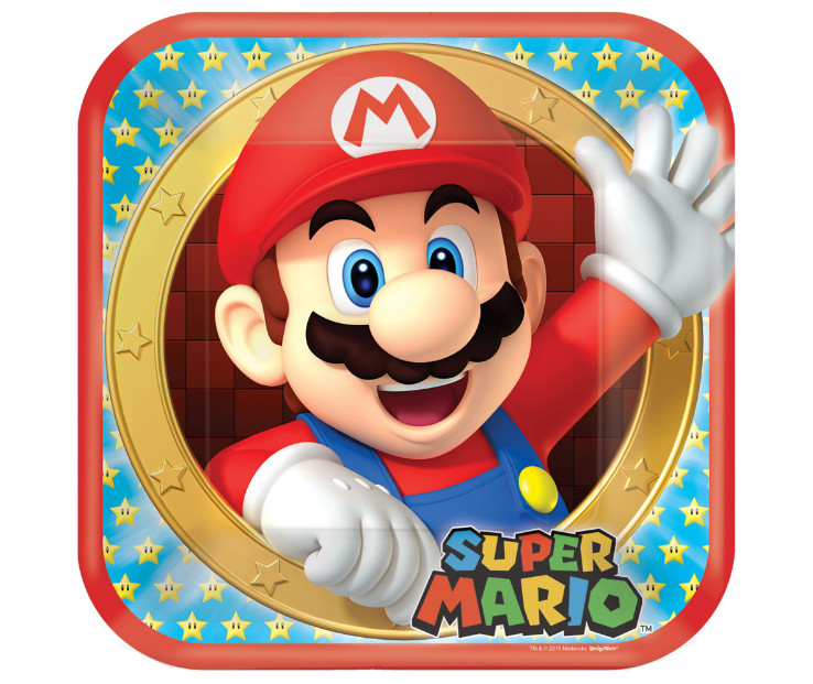 Super Mario Square 9" Plates 8ct