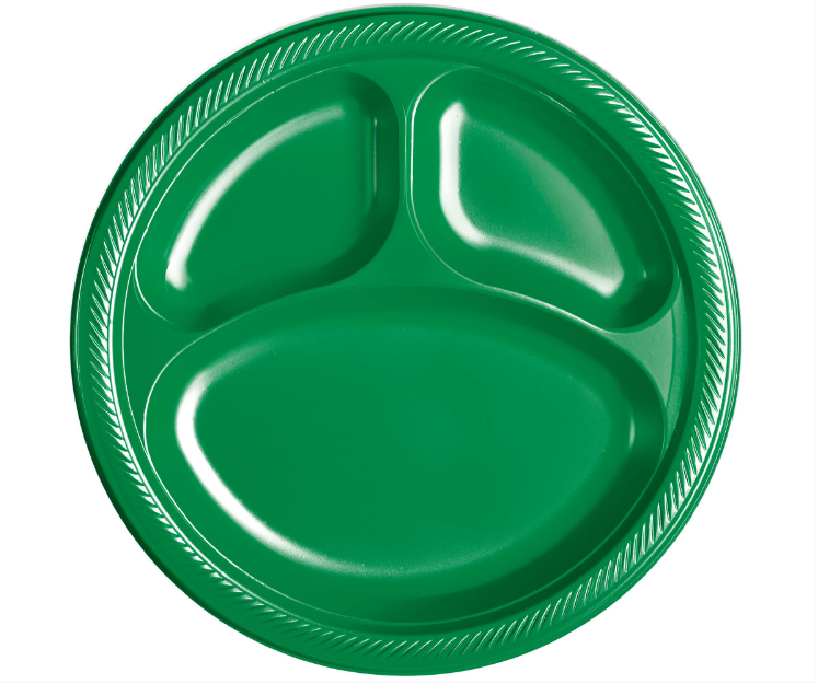 10" Plastic Divided Plates Festive Green 20ct Party America