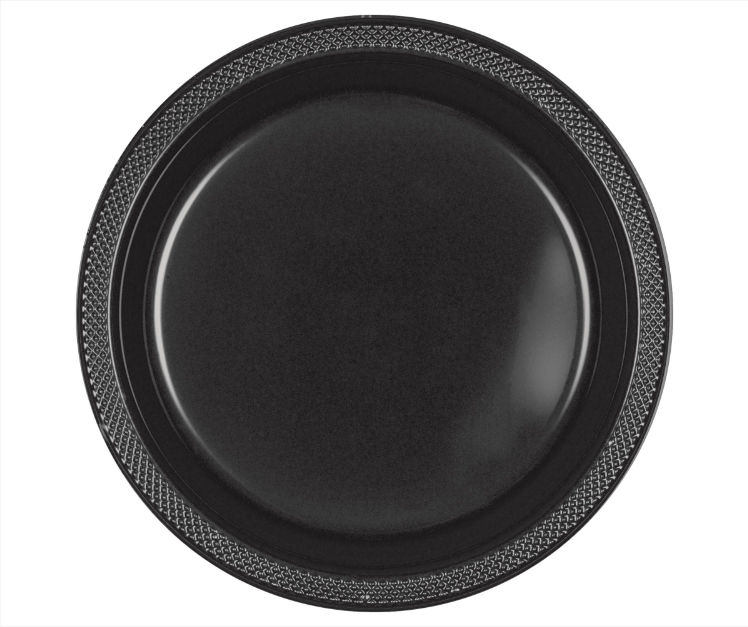 7" Black Plastic Plates 20ct