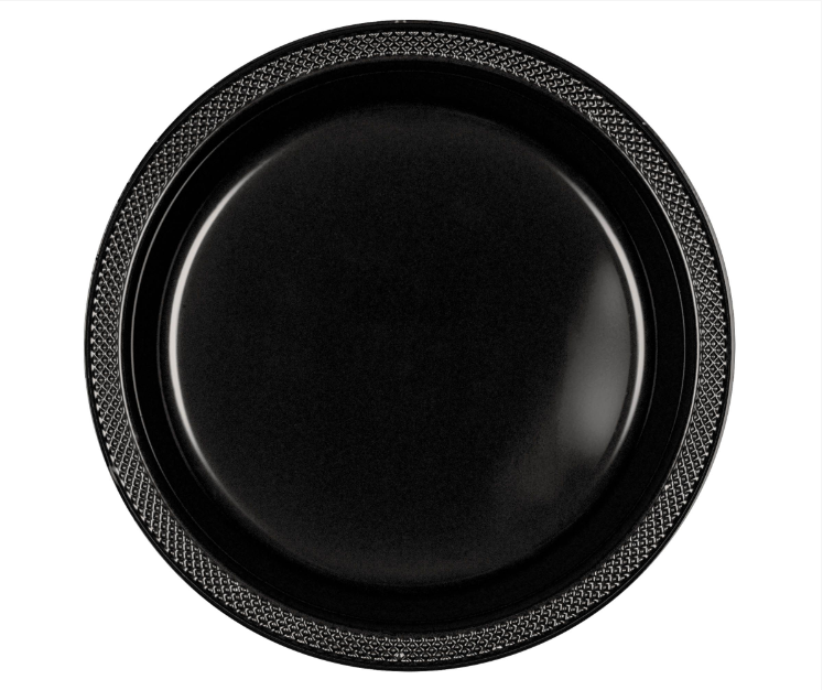 10" Black Plastic Plates 20ct