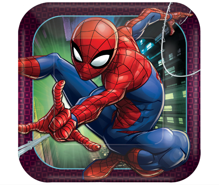 Spiderman 9" Square Plates 8ct
