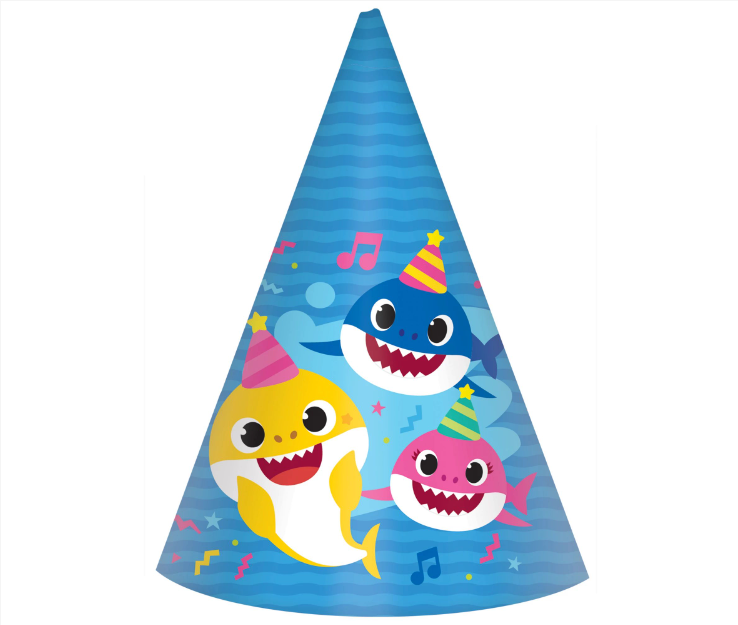 Baby Shark Cone Hats 8ct