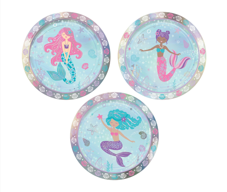 Shimmering Mermaid 7" Assorted Paper Plates 8ct