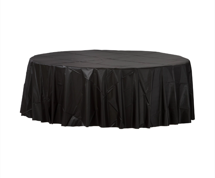 Round Plastic Black Tablecover