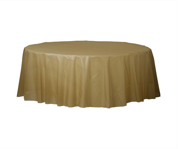 Round Plastic Gold Tablecover