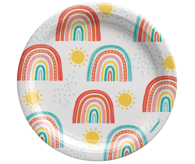 Retro Rainbow 7" Paper Plates 8ct