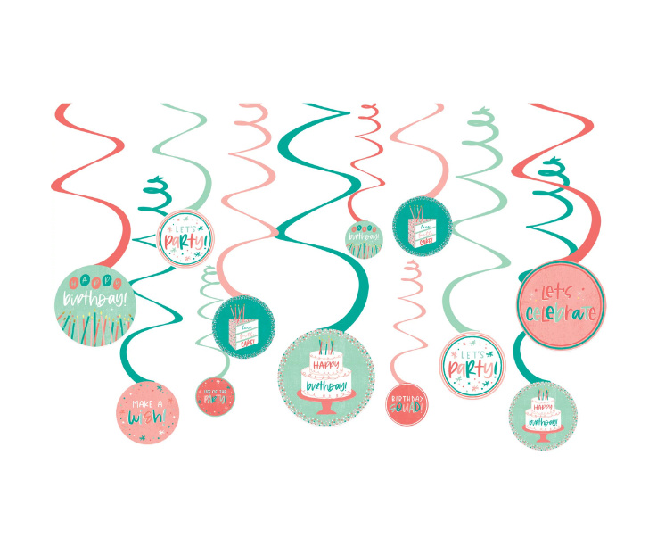 Happy Cake Day Swirl Decor 12ct