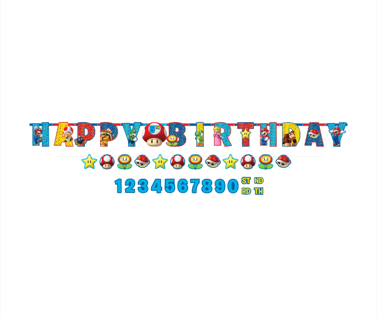 Super Mario Jumbo Happy Birthday Banner