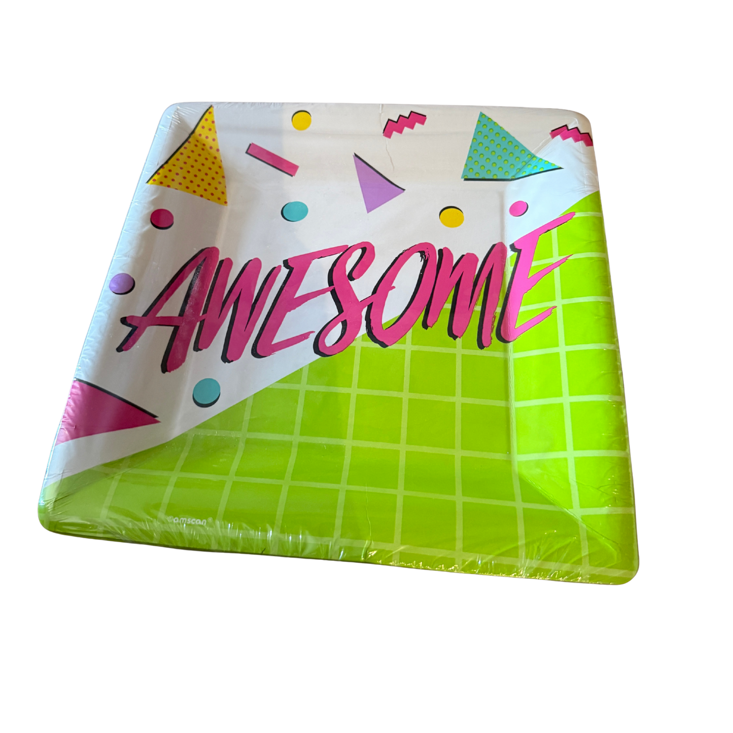 Awesome Party Platter Tray – Retro Neon Party Serving Tray (8 Count)
