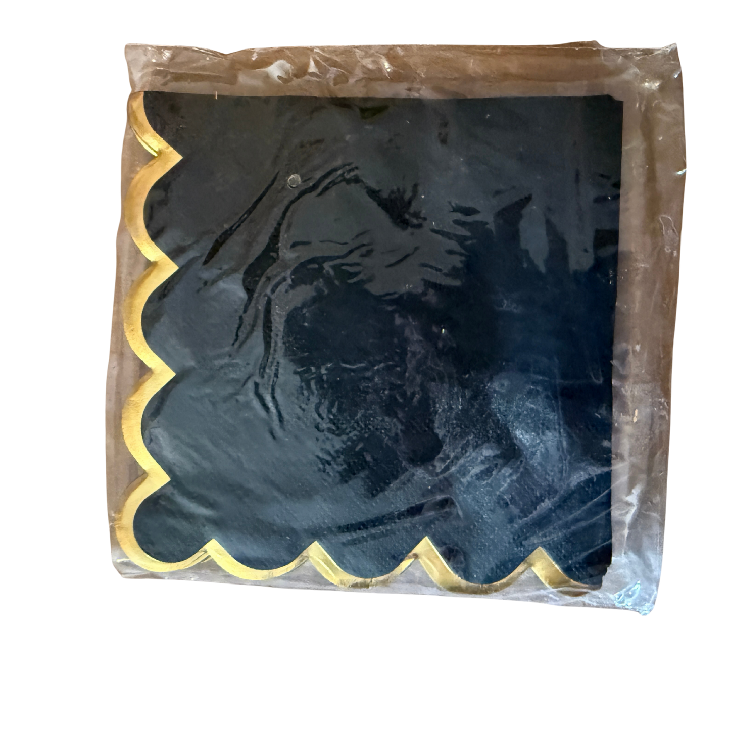 Black & Gold Scalloped Beverage Napkins