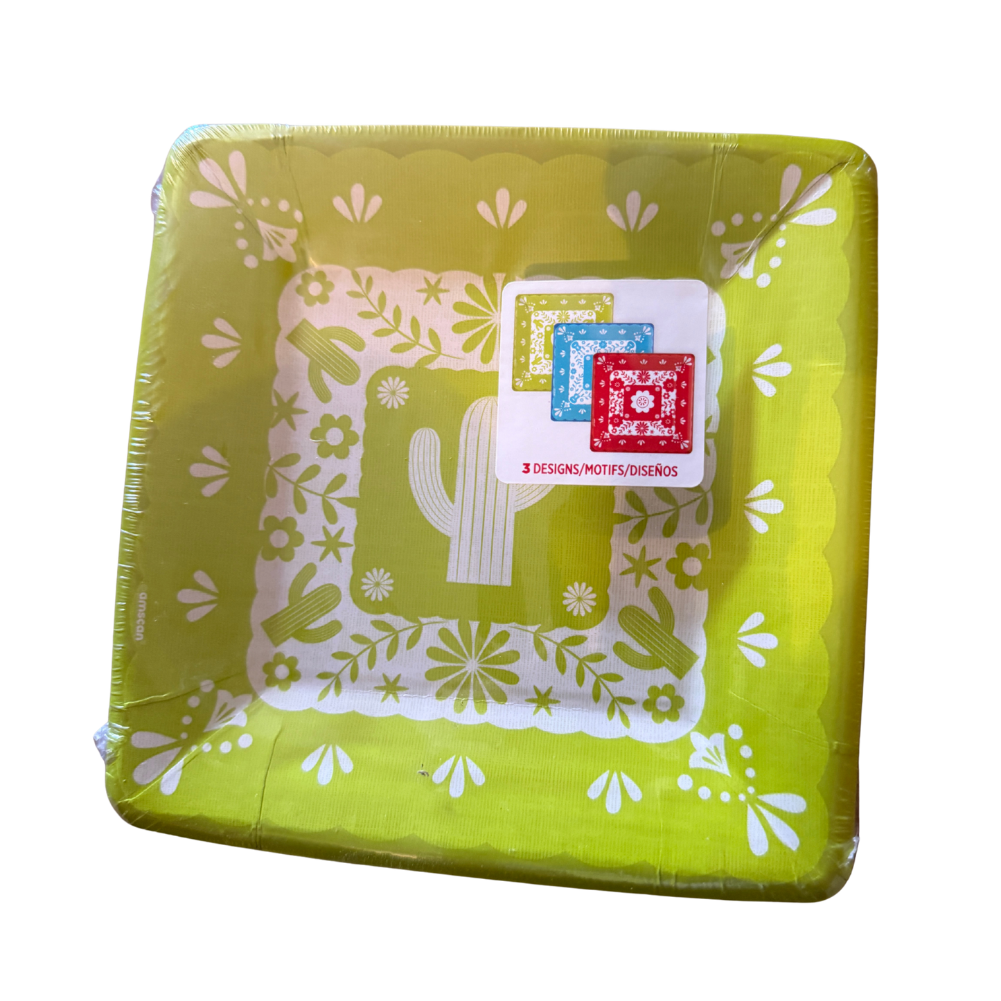 Fiesta Cactus Square Dessert Plates – 7" 20 Count