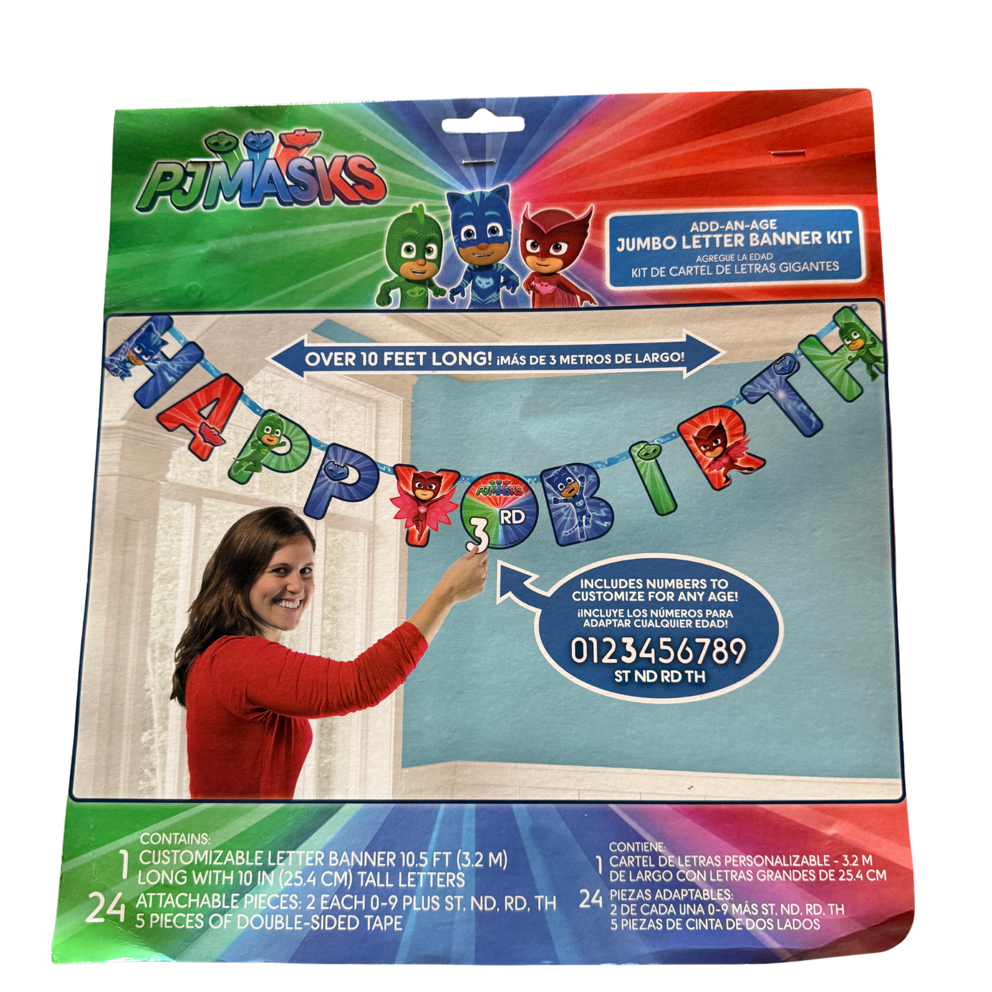 PJ Masks Add-An-Age Jumbo Letter Banner Kit – 10.5 ft