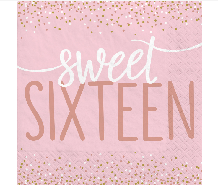 Blush Sweet Sixteen Luncheon Napkins 16ct