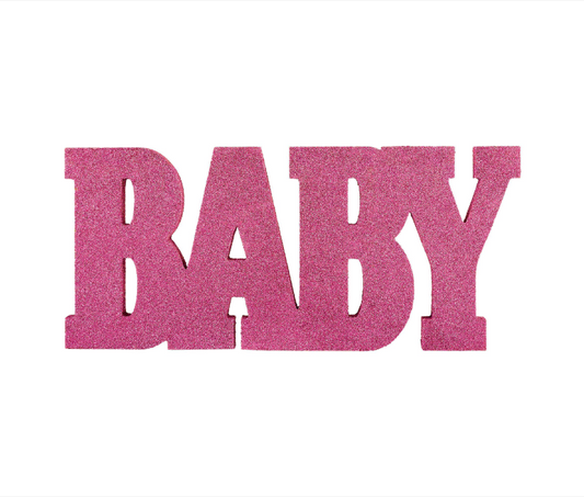 Standing MDF Glitter Baby Sign - Pink