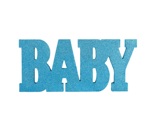 Standing MDF Glitter Baby Sign - Blue