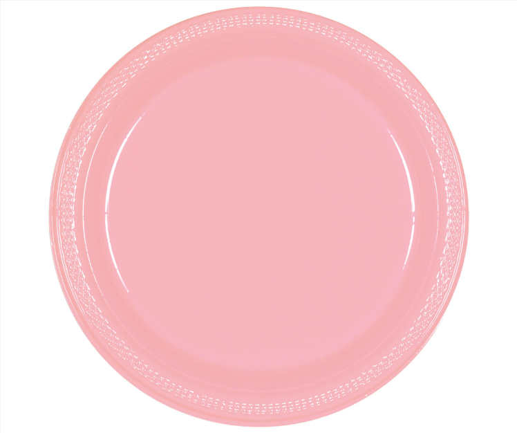 7" New Pink Plastic Plates 20ct