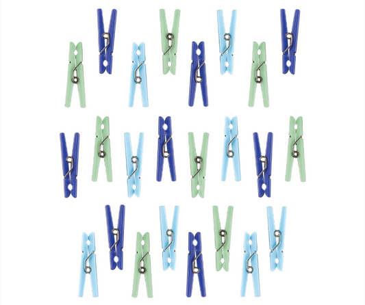 Mini Clothes Pins Favors - Blue 24pk