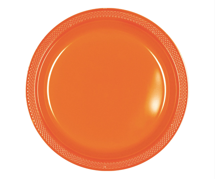 7" Orange Plastic Plates 20ct