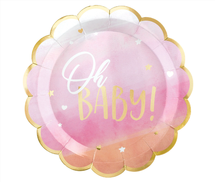 "Oh Baby Girl" 10.5" Paper Plates 8ct