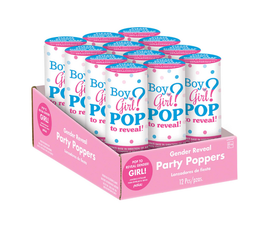 Pink Mini Confetti Poppers 12pk