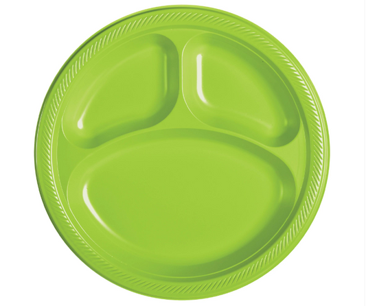 10" Divided Plastic Plates - Kiwi Green 20ct