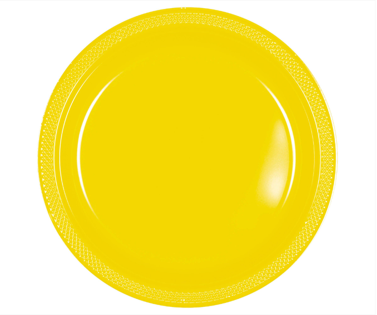 10" Yellow Plastic Plates 20ct