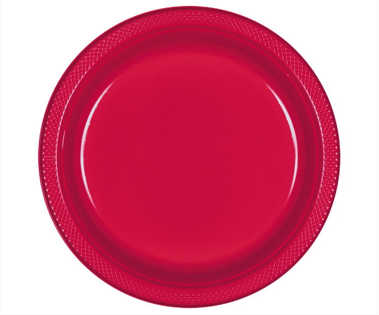 10" Red Plastic Plates 20ct