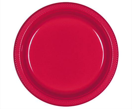 10" Red Plastic Plates 20ct