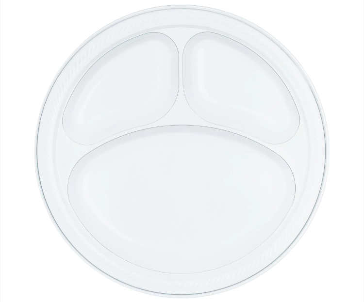 10" Clear Divided Plastic Plates 20ct