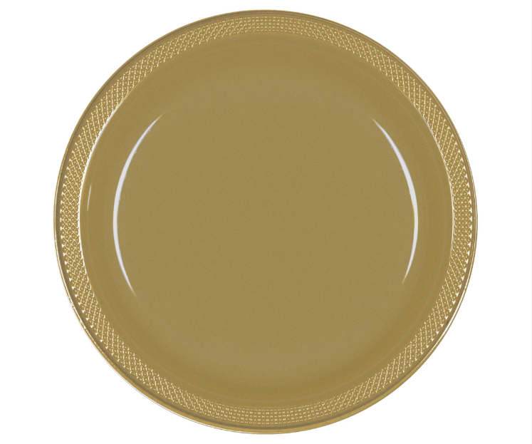 7" Gold Plastic Plates 20ct