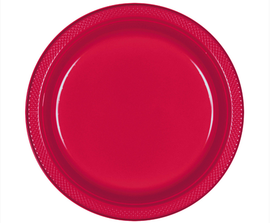 7" Red Plastic Plates 20ct