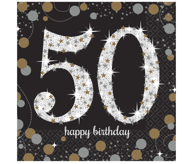 Sparkling Celebration 50th Birthday Beverage Napkins 16ct