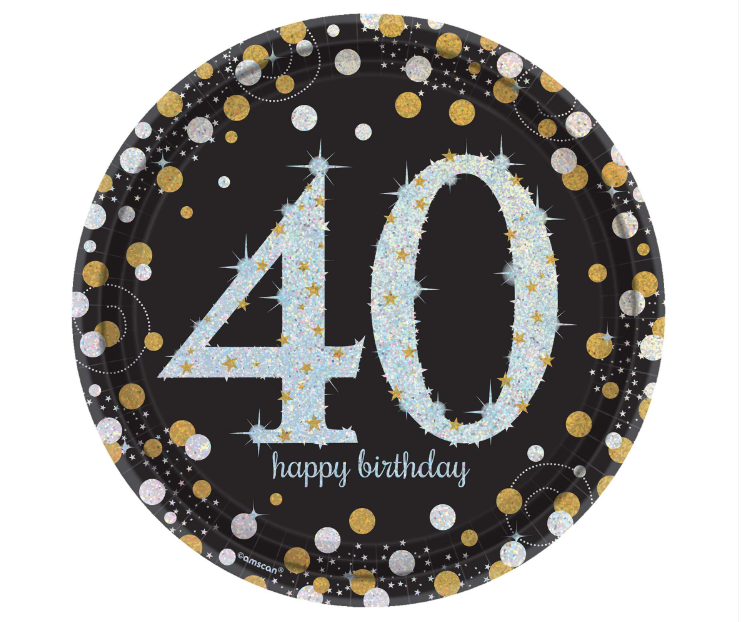 Sparkling Celebration 40th Birthday 9" Paper Plates 8ct