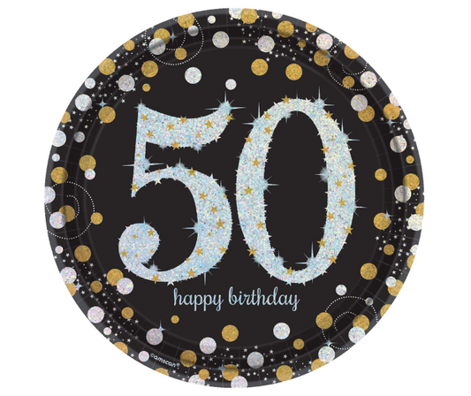 Sparkling Celebration 50th Birthday 9" Paper Plates 8ct