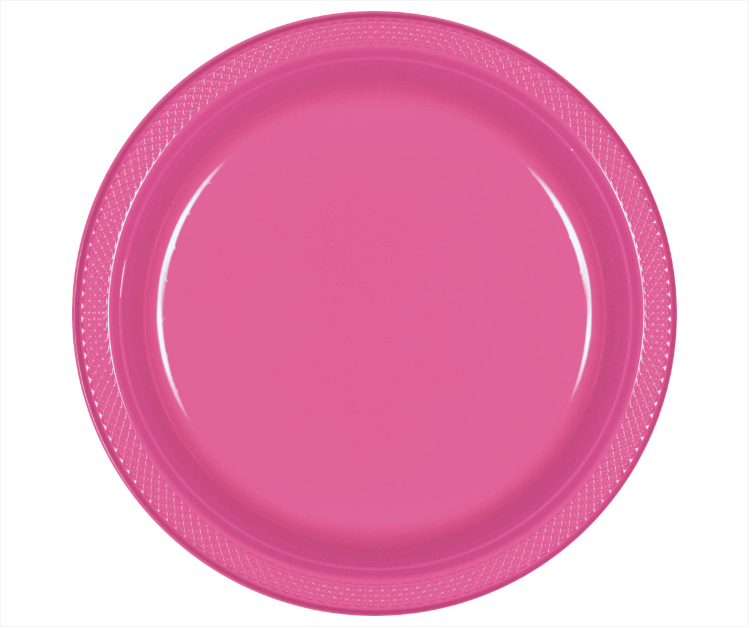 10" Bright Pink Plastic Plates 20ct