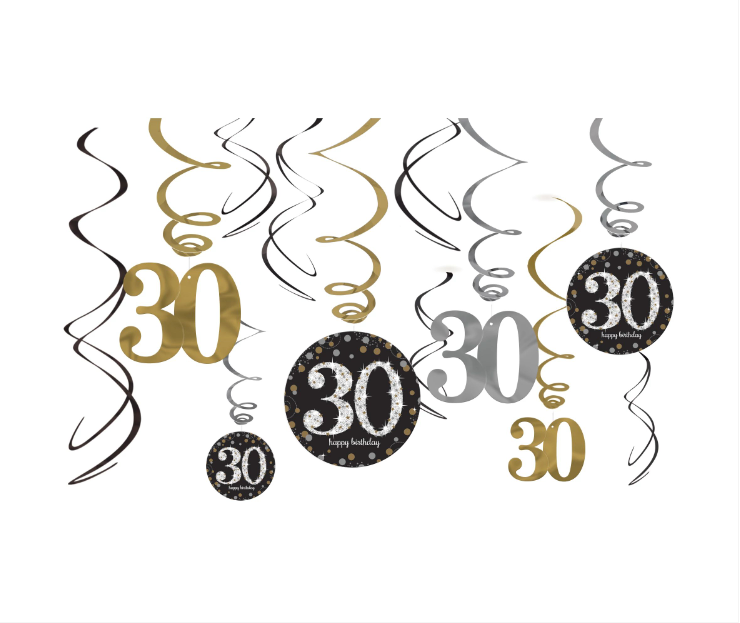 Sparkling Celebration 30th Birthday Swirl Decor