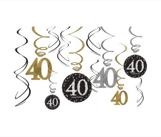 Sparkling Celebration 40th Birthday Swirl Decor