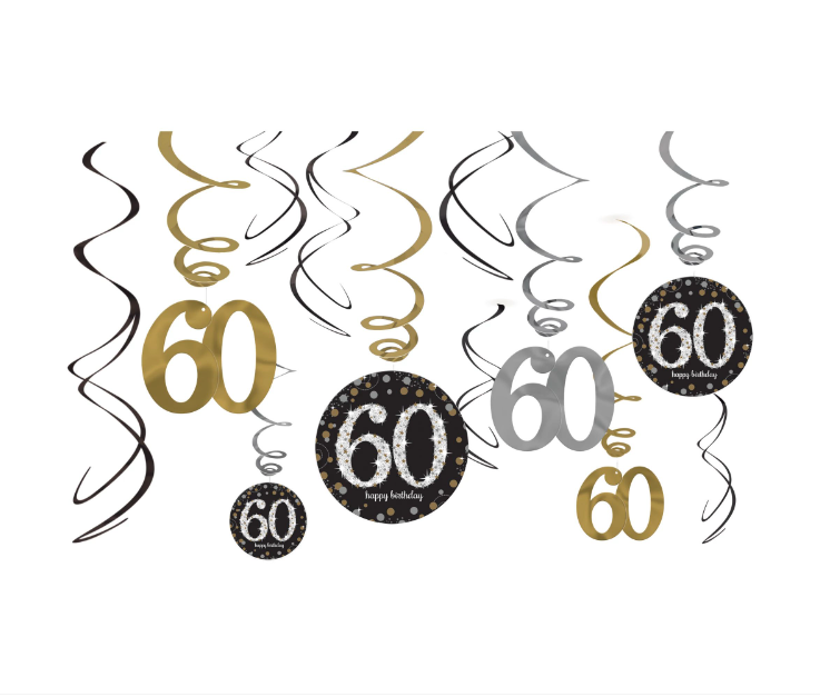 Sparkling Celebration 60th Birthday Swirl Decor