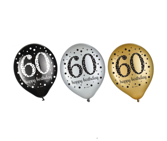 Sparkling Celebration 60th Birthday Latex Balloons 15ct