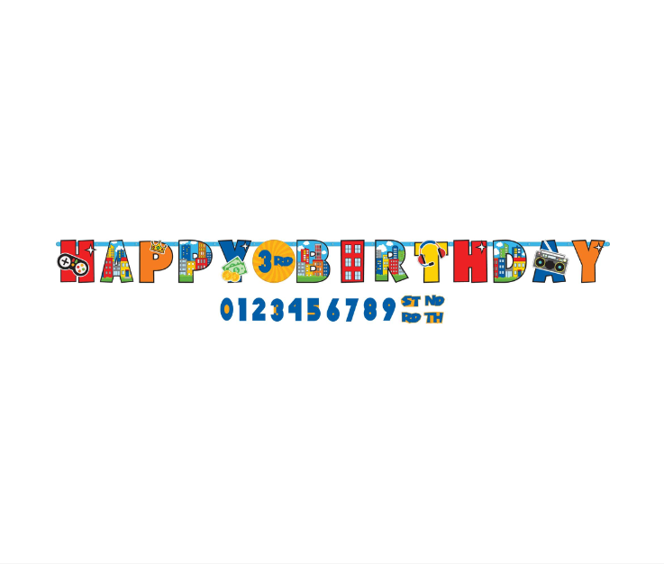 Party Town Birthday Banner Add-an-Age