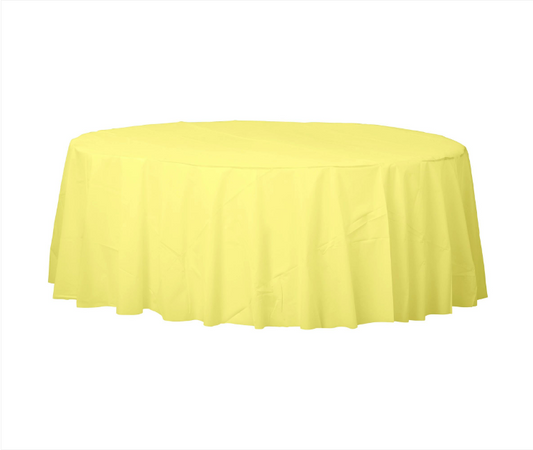 84" Round Plastic Tablecover - Light Yellow