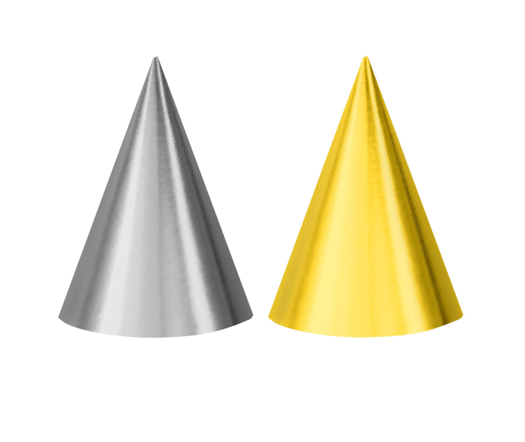 Silver and Gold Cone Hats 12ct
