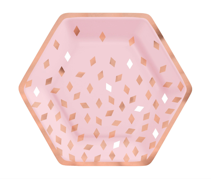 Blush Birthday 9" Hexagon Paper Plates 8ct