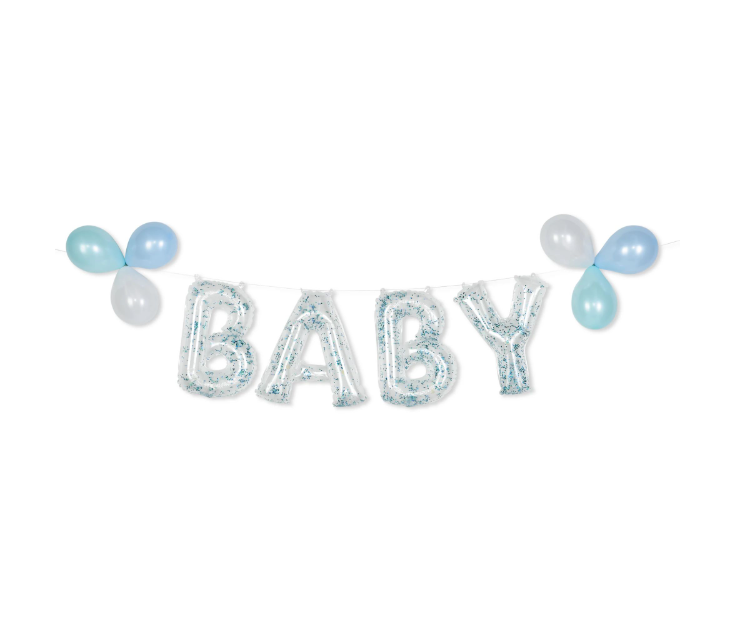 Glitter Filled Balloon Banner - Blue