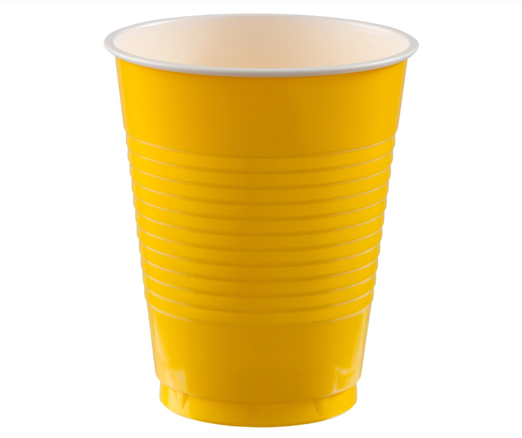 18oz Yellow Plastic Cups 20ct