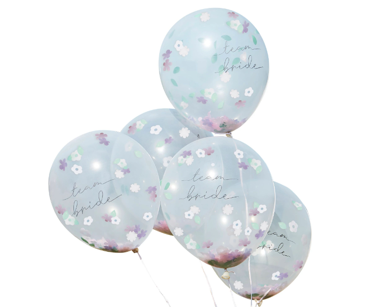 "Team Bride" Confetti Filled Balloons 5pk