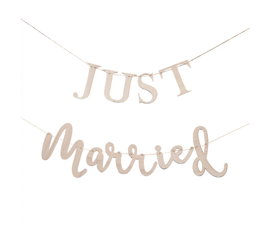 Just Married Wooden Banner